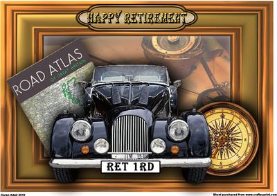 Retirement Vintage Car 3D - A4 Card Front