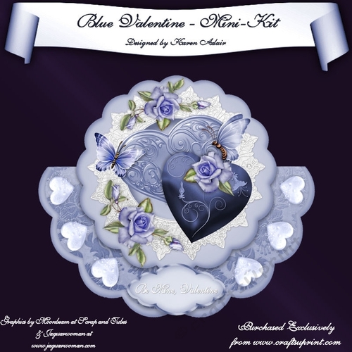 Blue Valentine Scallop Shaped Wobble Card