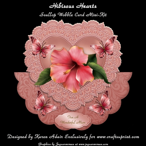 Hibiscus Heart - Scallop Shaped Wobble Card Mini-Kit