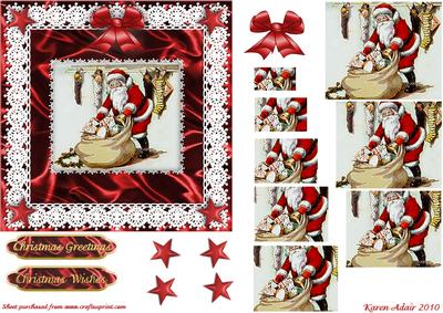 Santa Nostalgia 'n Lace Square Pyramid Card
