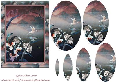 Fanciful Crane Pyramid Card Front