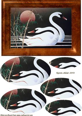 Oriental Swans Pyramid Card Front