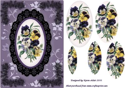 Pansy Perfection 'n Lace Pyrmid Card Front