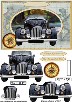 Vintage Car Step by Step Card Front