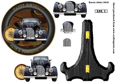 Vintage Car 3D Birthday Step by Step Plate Card