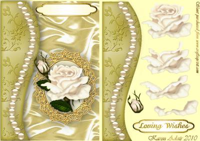 Cream Rose, Satin 'n Gems, A5 Step by Step Card Front