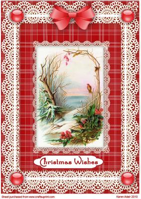 Christmas Scene 'n Lace A4 Card Front