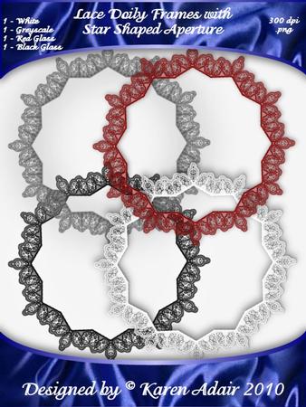 Lace Doily Frames with Star Shaped Aperture Digital Embellis