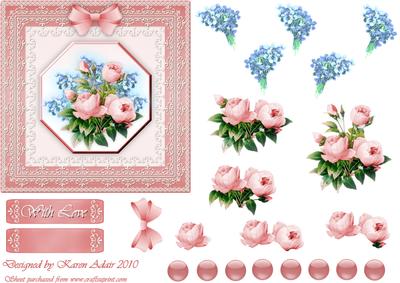 Pink Roses, Violets 'n Lace in Pink Step by Step