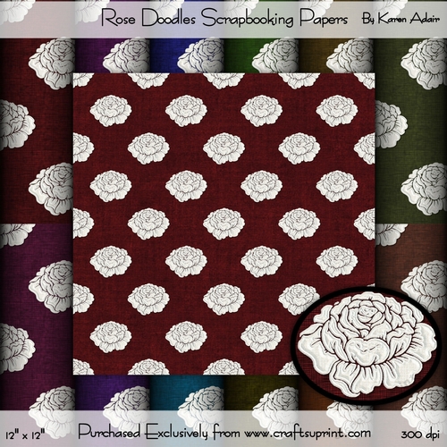 Embroidery Roses Scrapbook Paper Set