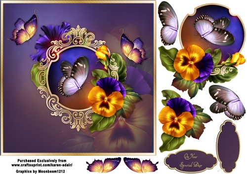 Pansy Passion Square Card Front with Step by Step