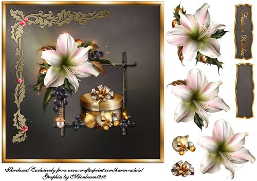 Festive Amaryllis Square Card Front with Step by Step
