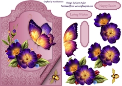 Easter Pansies Card Front and Decoupage