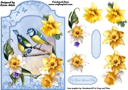 Beautiful Blue Tits - Shaped Card Front with Step-by-Step