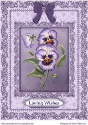 Purple Pansies A4 Card Front