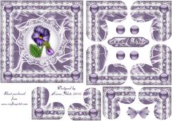 Pansies, Pearls 'n Lace Heart Shaped Quadro Corner Stacker