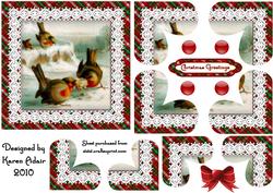 Christmas Robins Quadro Heart Shaped Corner Stacker