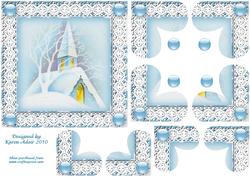 Snowy Christmas Church Heart Shaped Quadro Corner Stacker
