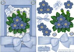 Blue Flowers Step by Step A5 Card Front