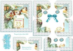 Christmas Sparrows Heart Shaped Quadro Corner Stacker