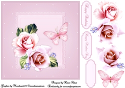 Shabby Chic Roses - Card Front with Step-by-Step