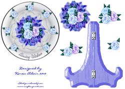 Roses Posy Plate Card & Stand