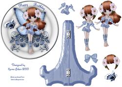 Fairy Blue Plate Card & Stand