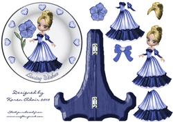 Bonnie in Blue Plate Card & Stand