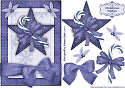 Christmas Star and Candycane A5 Card Front with Step by Step
