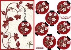 3D Japanese Lantern Embellishment and Card Front