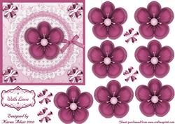 3D Pink Pansy Embellishment and Card Front