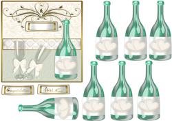 3D Champagne Bottle and Card Front