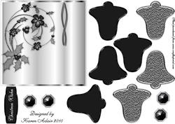 3D Christmas Bell in Black and Silver with Card Front