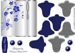 3D Christmas Bell in Blue and Silver with Card Front