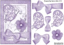 Butterflies 'n Blooms Lilac A5 Card Front with Step by Step