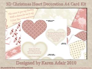 3D Christmas Heart Decoration A4 Card Kit