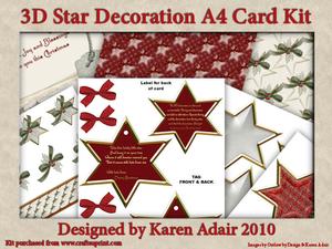 3D Star - Tree Decoration A4 Card Kit