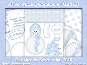 3D Snowman Decoration A4 Card Kit