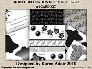 3D Bell Decoration in Black and Silver A4 Card Kit