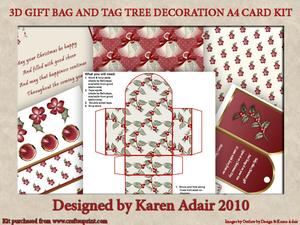 3D Gift Bag Tree Decoration A4 Card Kit 1