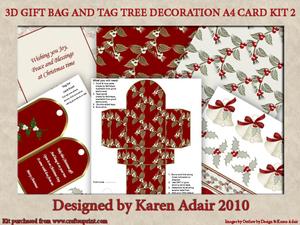 3D Gift Bag Tree Decoration A4 Card Kit 2