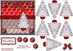 3D Christmas Tree in Red and White with Card Front