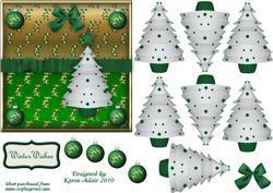 3D Christmas Tree in Green and White with Card Front