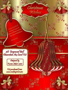 3D Christmas Engraved Bell Decoration A4 Card Kit