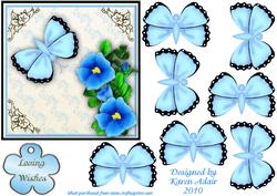 3D Butterfly 'n Bloom in Blue and Card Front