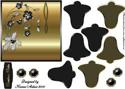 3D Christmas Bell Embellishment in Black and Gold