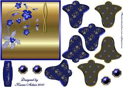 3D Christmas Bell in Blue and Gold with Card Front