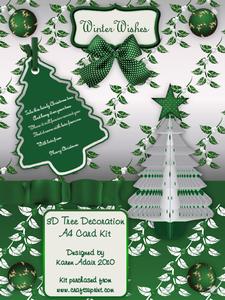 3D Tree Decoration in Green and White A4 Card Kit