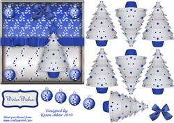 3D Christmas Tree Embellishment in Blue and White
