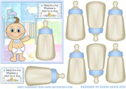 3D Baby Boy Bottle Embellishment and Card Front